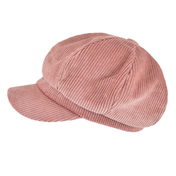 Corduroy Unisex Newsboy Pink Cap Hat w/ Visor Bill - Picture 3 of 7